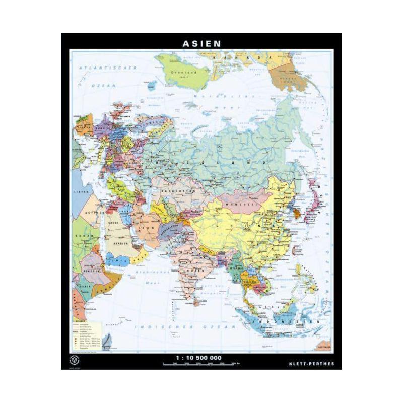 Klett-Perthes Verlag Mapa de continente Ásia física / política (ABW) 2 lados