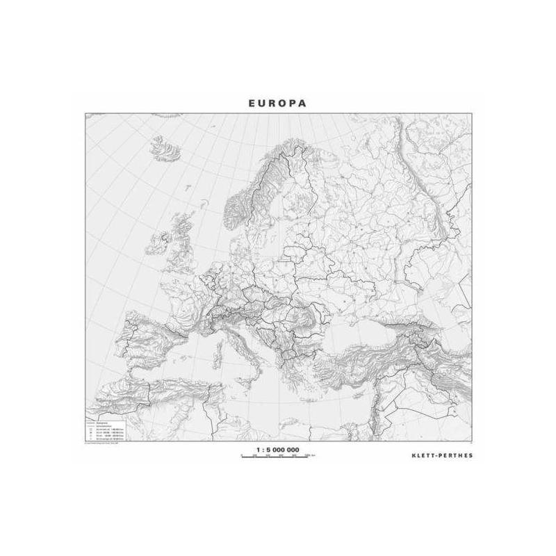 Klett-Perthes Verlag Mapa de continente Europa política / mudo (ABW) 2 lados