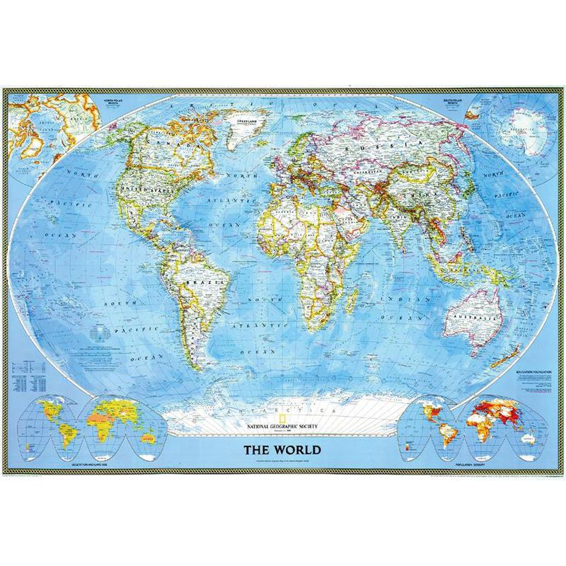 National Geographic Mapa mundial Classical political world map, magnetic, framed (silver)