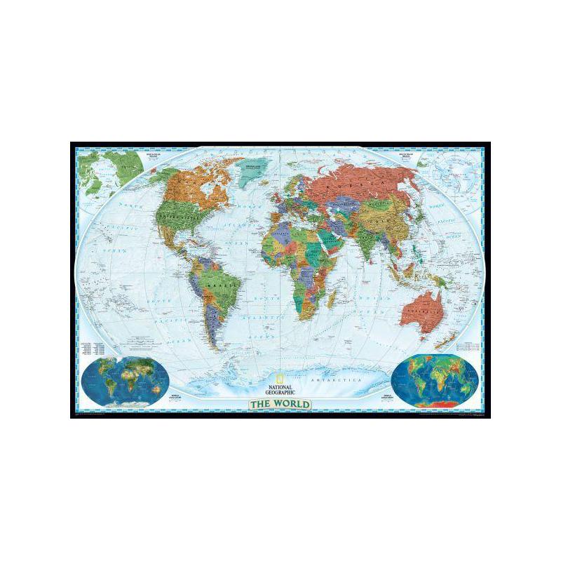 National Geographic Mapa mundial político decorativo, laminado