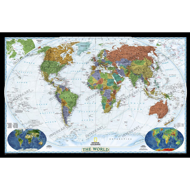 National Geographic Mapa mundial político decorativo, grande e laminado