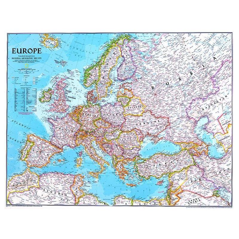 National Geographic Europa política, grande e laminado