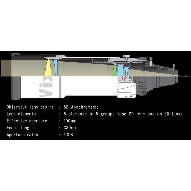 Vixen Refrator apocromático AP 100/380 VSD100 F3.8 OTA