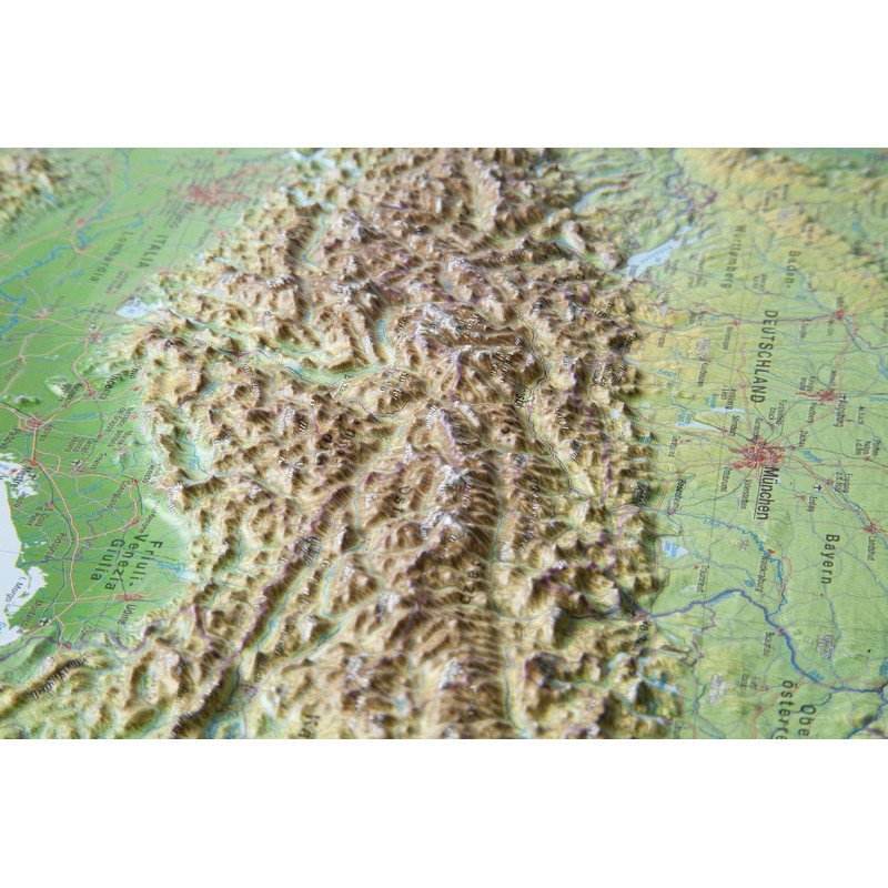 Georelief Arco alpino (77x57) Mapa 3D em relevo com Armações em alumínio