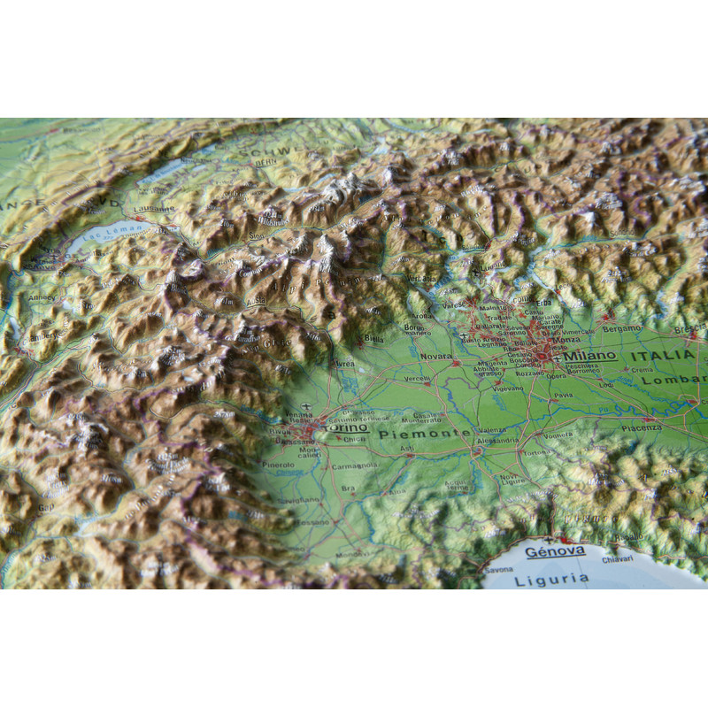 Georelief Mapa 3D em relevo do arco alpino (39x29)