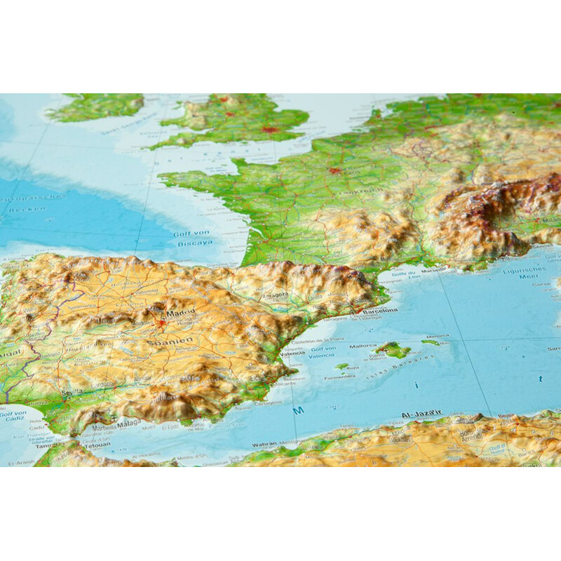 Georelief mapa de continente Large 3D relief map of Europe (in German)