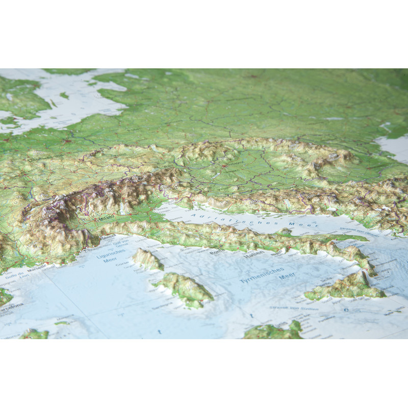 Georelief Mapa 3D em relevo da Europa (78x58) com Quadro de madeira