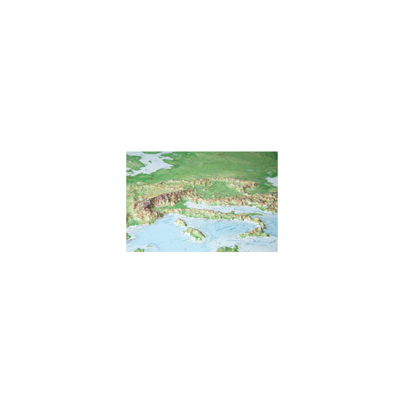Georelief Mapa 3D em relevo da Europa (77x57) com Armações em alumínio