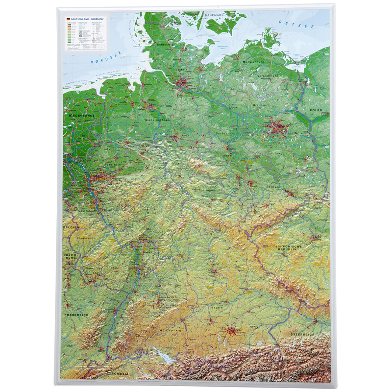 Georelief Mapa 3D em relevo da Alemanha (77x57)