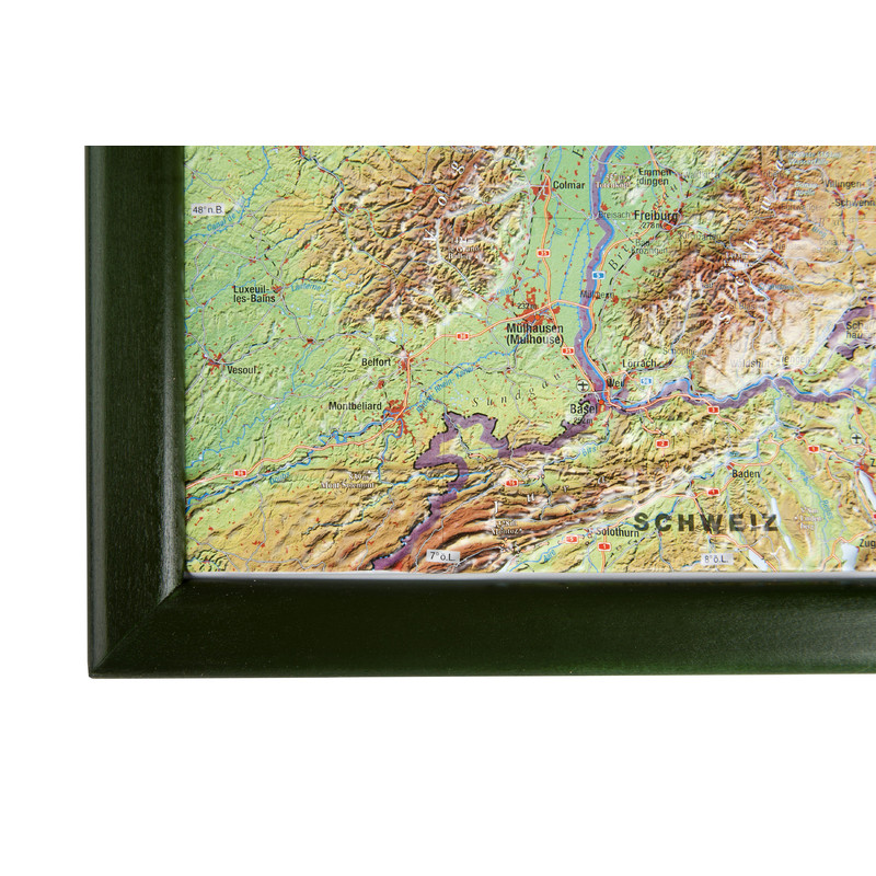 Georelief Mapa 3D em relevo da Alemanha (77x57) com Quadro de madeira