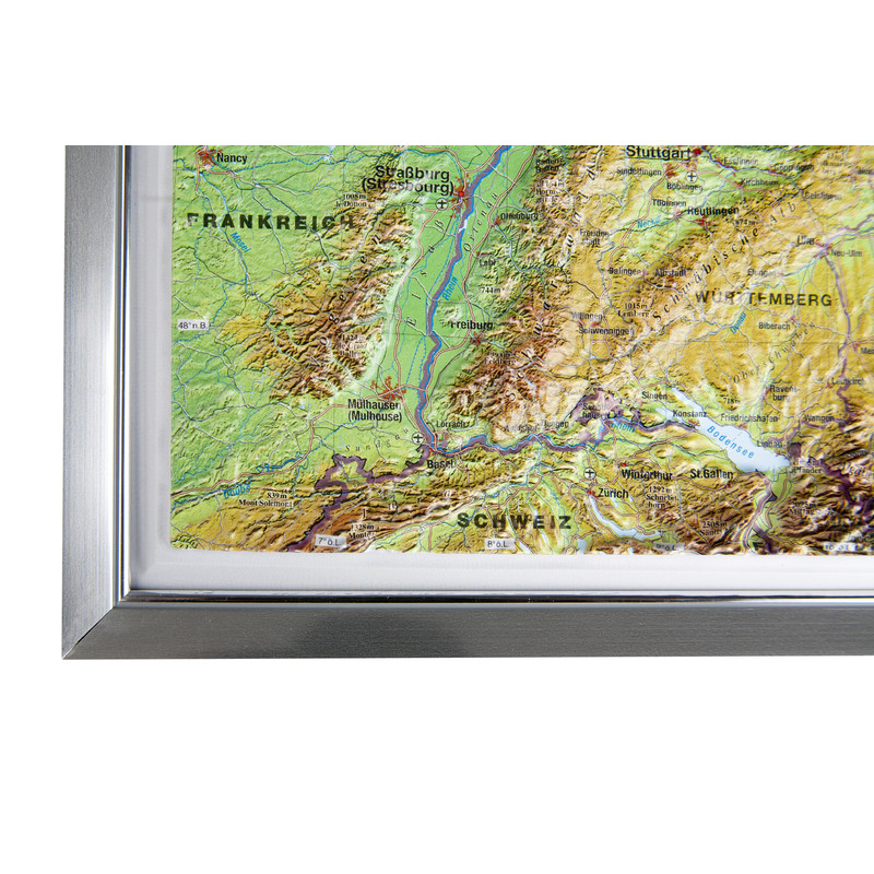 Georelief Mapa Large 3D relief map of Germany in aluminium frame (in German)