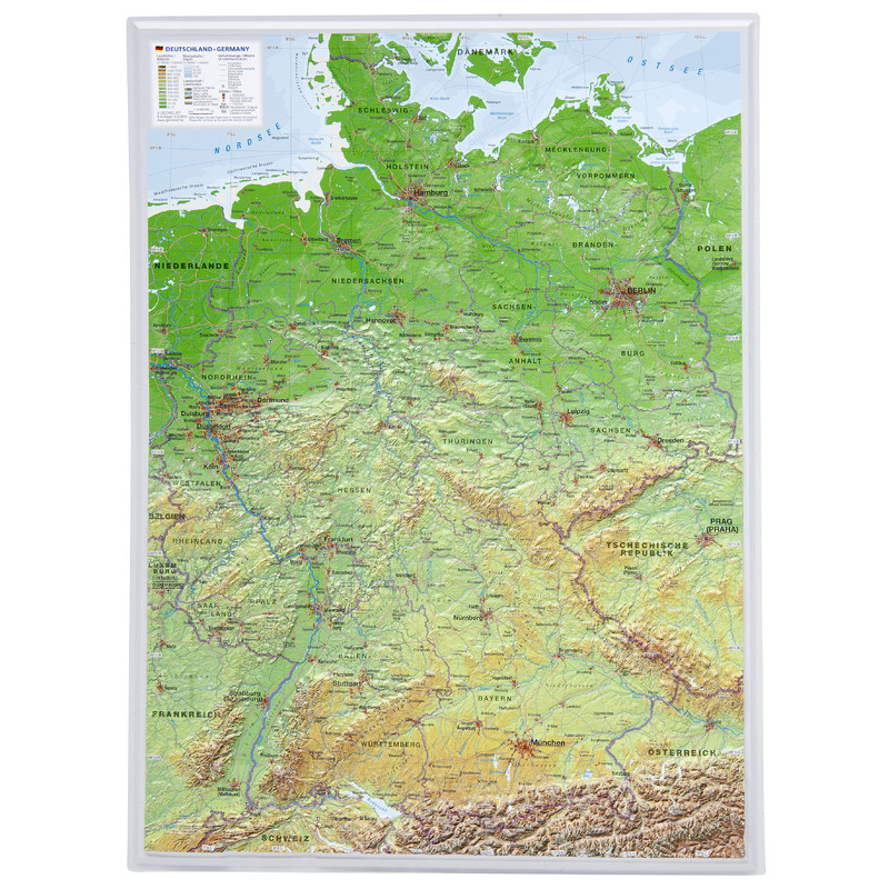 Georelief Alemanha (29x39) Mapa 3D em relevo