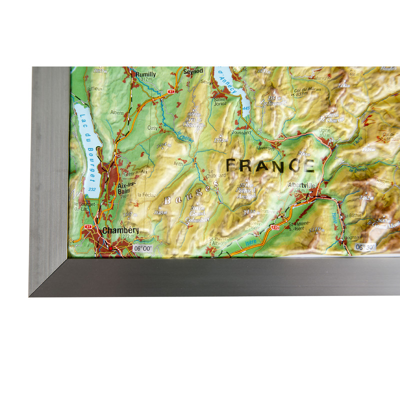 Georelief Mapa Large 3D relief map of Switzerland in aluminium frame (in German)
