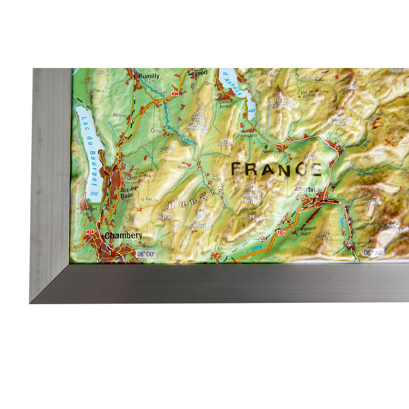 Georelief Mapa em relevo 3D do Schweizer (77x57) com Armações em alumínio