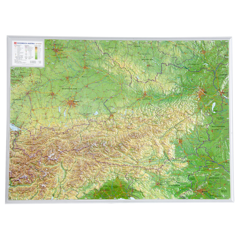 Georelief Mapa 3D em relevo da Áustria (77x57)
