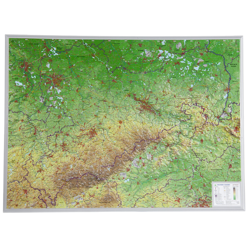Georelief Mapa 3D em relevo da Saxónia