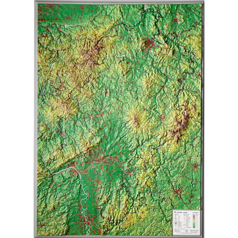 Georelief Mapa 3D em relevo de Hessen (57 x 77 cm)