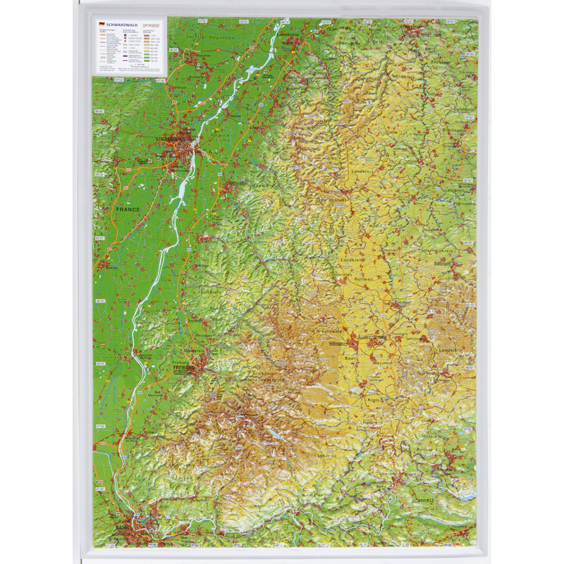 Georelief Floresta Negra pequena, mapa 3D em relevo