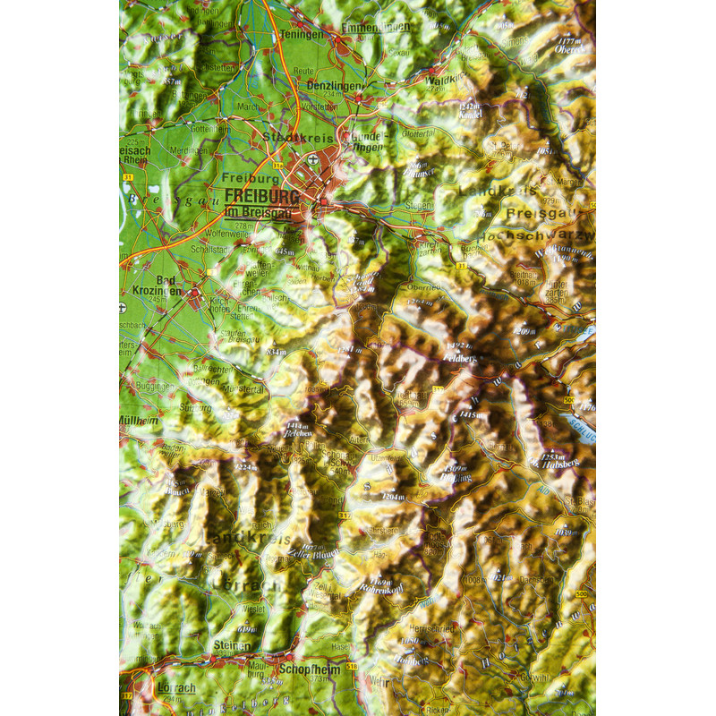 Georelief Floresta Negra pequena, mapa 3D em relevo