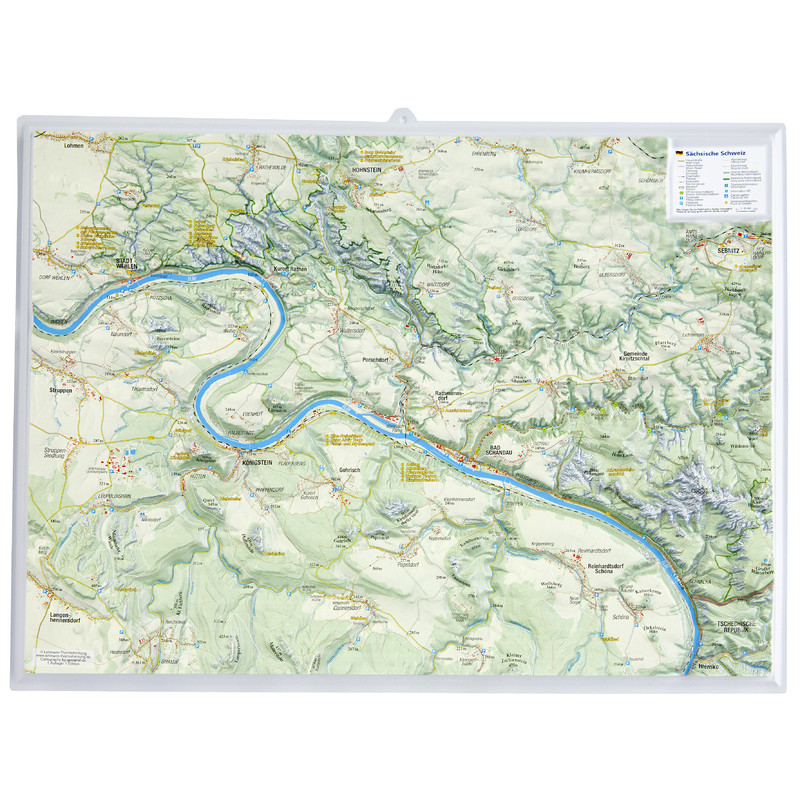 Georelief Mapa 3D em relevo da Suíça Saxónica, pequeno