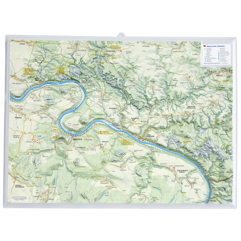 Georelief Mapa regional Small 3D relief map of Saxon Switzerland (in German)