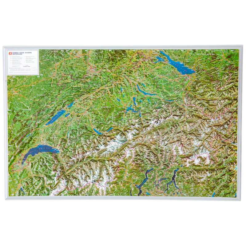 Georelief Mapa Suíça com fotografia aérea