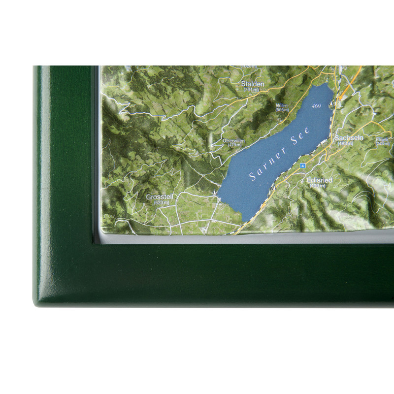 Georelief Mapa regional Lago Lucerna com Quadro de madeira