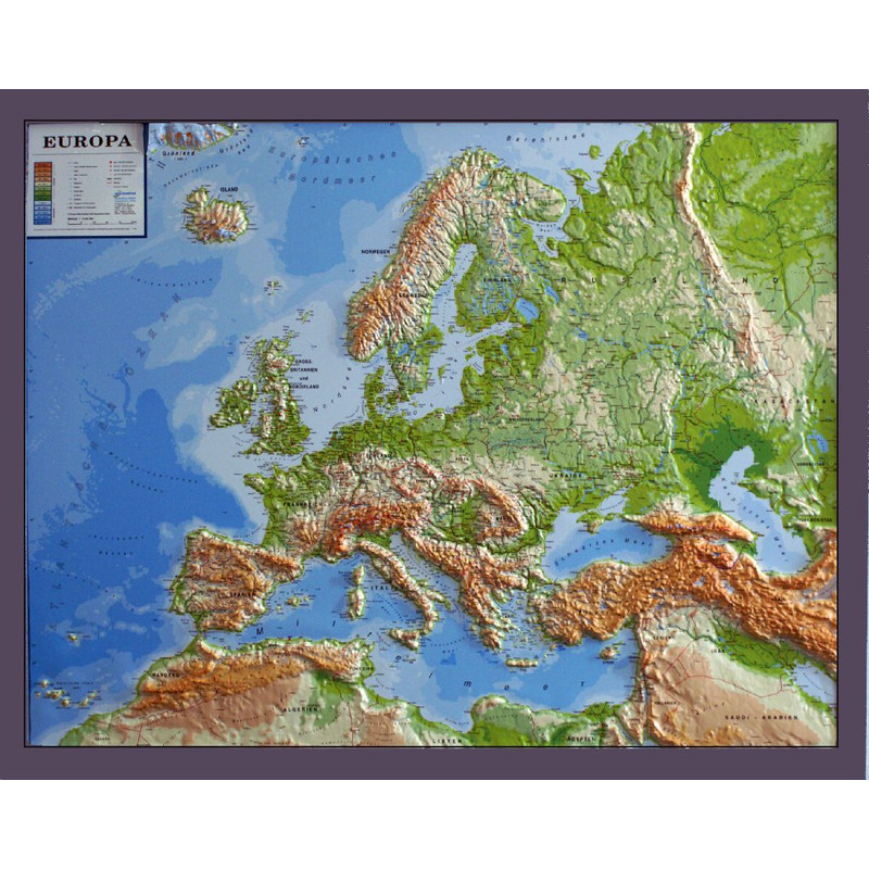 geo-institut Mapa de relevo da Europa Linha prateada físico