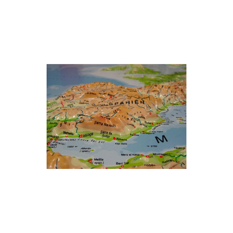 geo-institut Mapa de relevo da Europa Linha prateada físico