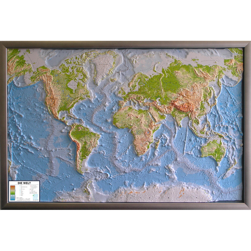 geo-institut os Mapa mundial Mapa de relevo mundial Linha de prata físico Inglês