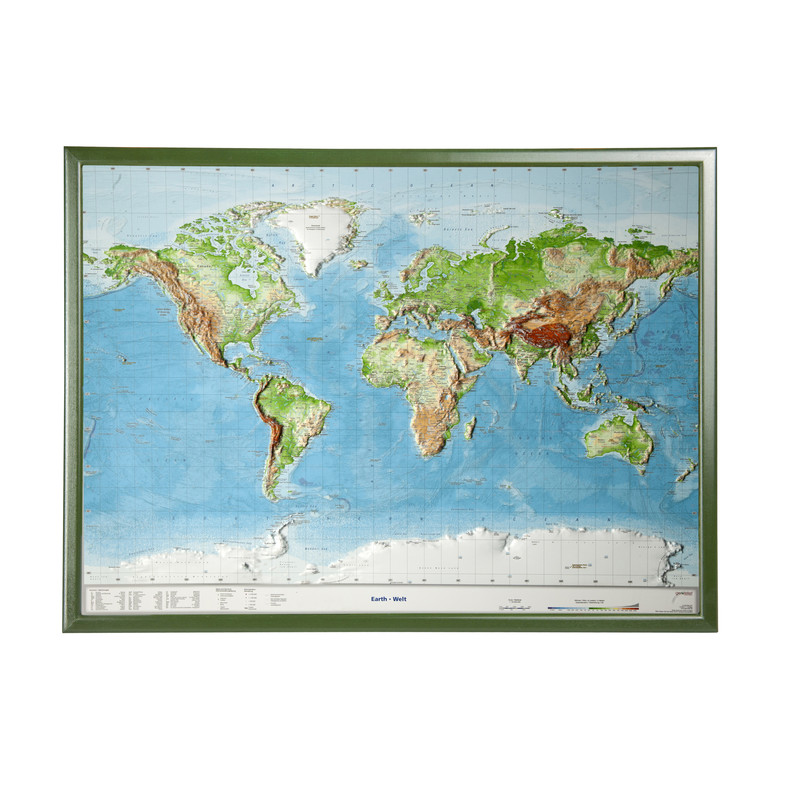 Georelief (77x57) Mapa em relevo 3D com Quadro de madeira, Inglês