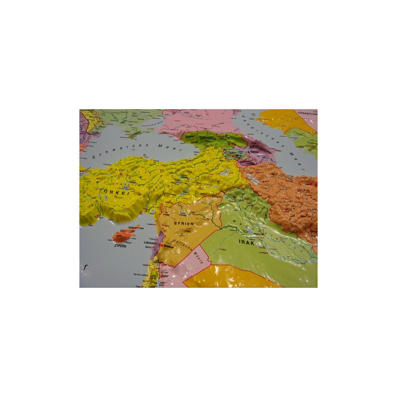 geo-institut Mapa mundial Mapa em relevo Linha prateada Inglês político