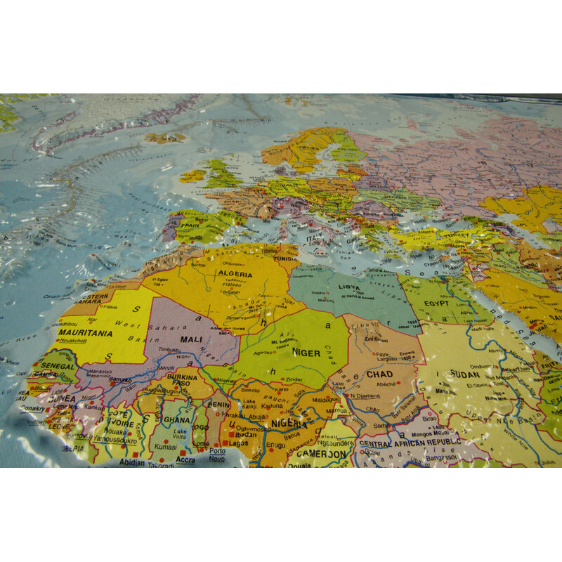 geo-institut os Mapa mundial Mapa de relevo Linha de prata política