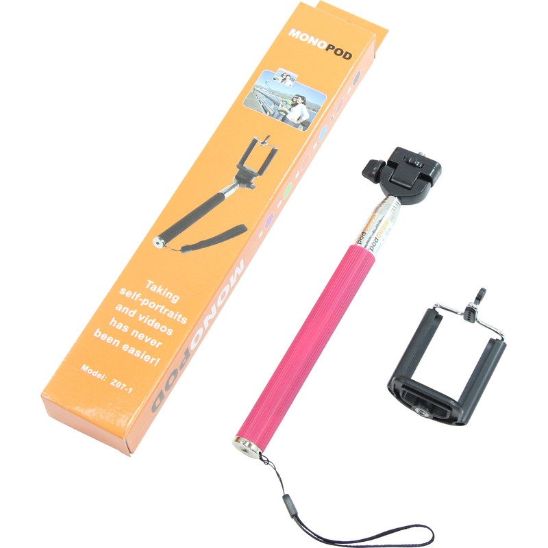 Selfie stick para Smartphone e câmaras compactas, cor-de-rosa