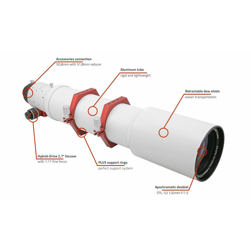 PrimaLuceLab Refrator apocromático AP 120/900 ED Airy OTA