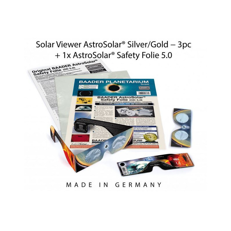 Baader Filtros solares oculares: 3xPelículas e filtros solares oculares e 1xPelícula solar