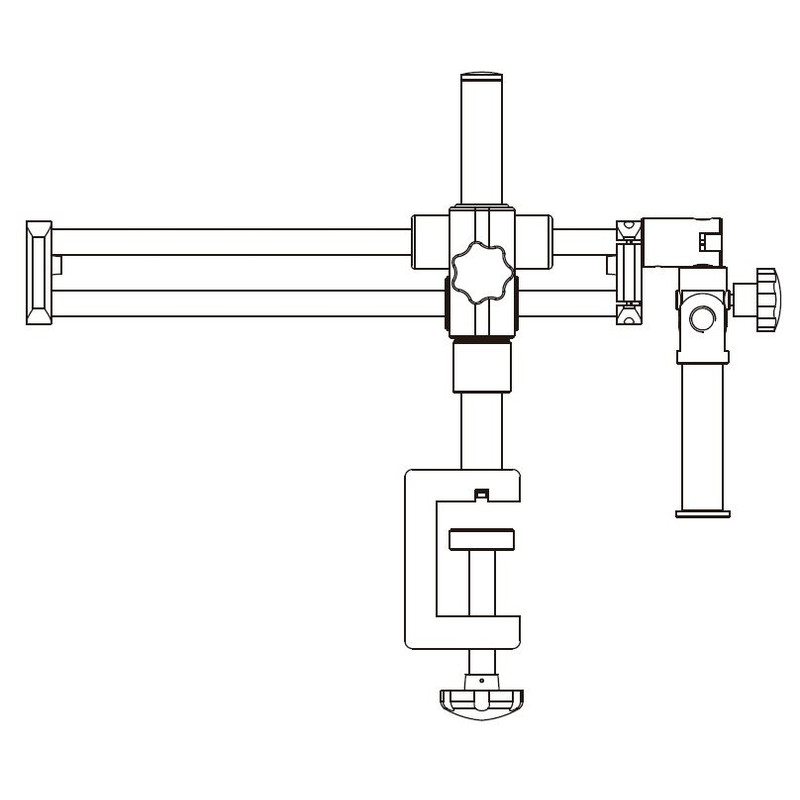 Motic Overhanging stand Tripé de braço horizontal grande, Coluna Ø 32mm, com grampo de mesa