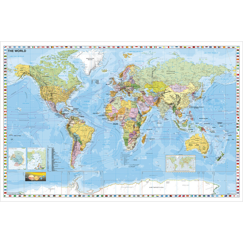Stiefel Mapa mundial em Inglês político