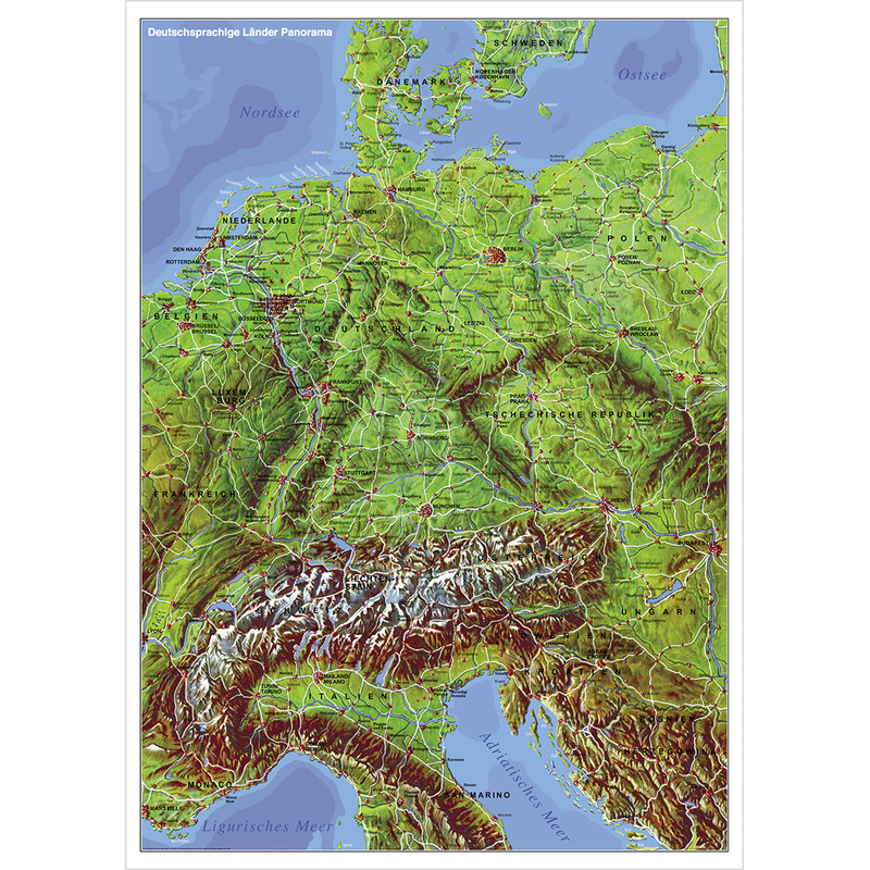 Stiefel Mapa regional Panorama dos países de língua alemã