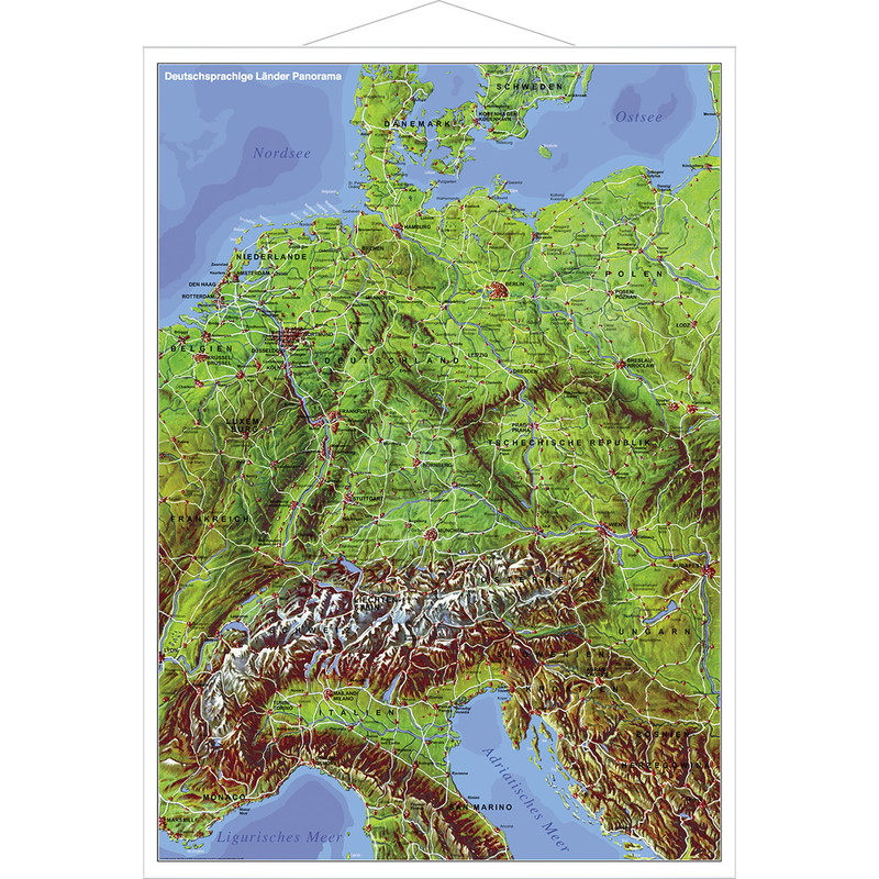 Stiefel Mapa regional Panorama dos países de língua alemã com tiras metálicas