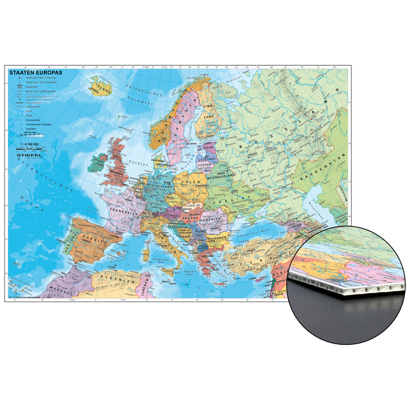 Stiefel Mapa de continente Países da Europa para afixar na placa alveolar