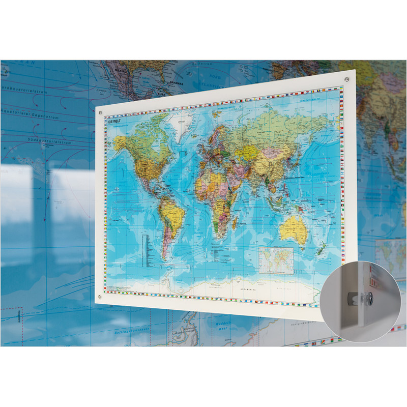 Stiefel Mapa mundial em vidro acrílico (100 x 70 cm)