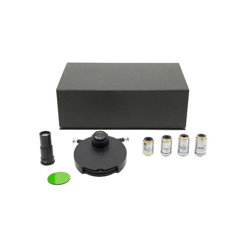 Optika Conjunto de contraste de fase M-181, Plan IOS 10x, 20x, 40x, 100x, cond. de campo escuro para B-380