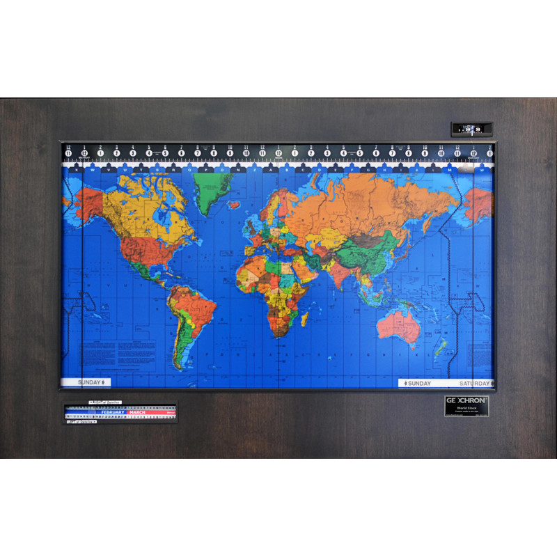 Geochron Kilburg original em design de folheado de madeira real Ehrle com acabamento expresso e molduras pretas