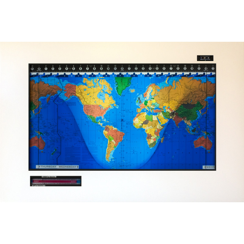 Geochron Kilburg original em folheado de madeira real Ehrle com design moderno em branco e molduras pretas