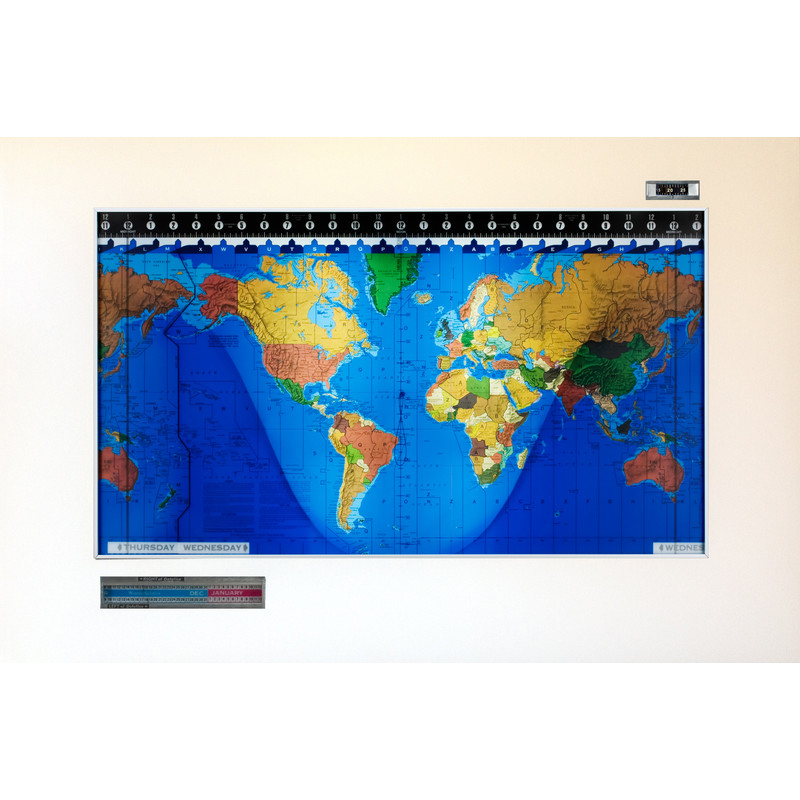 Geochron Kilburg original em folheado de madeira verdadeira Ehrle com design moderno em branco e frisos prateados