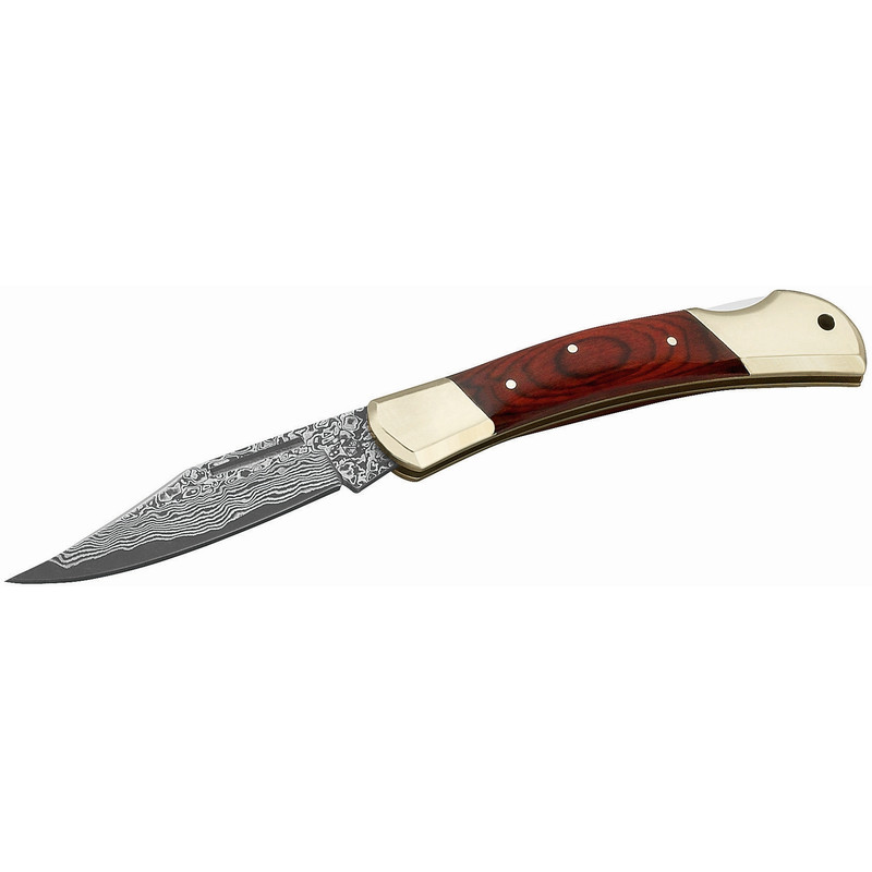 Herbertz Faca Damascene pocketknife, Pakka wood grip, No. 265711