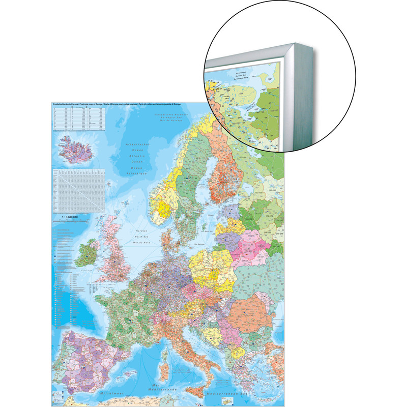 Stiefel Mapa de códigos postais da Europa na placa para fixação