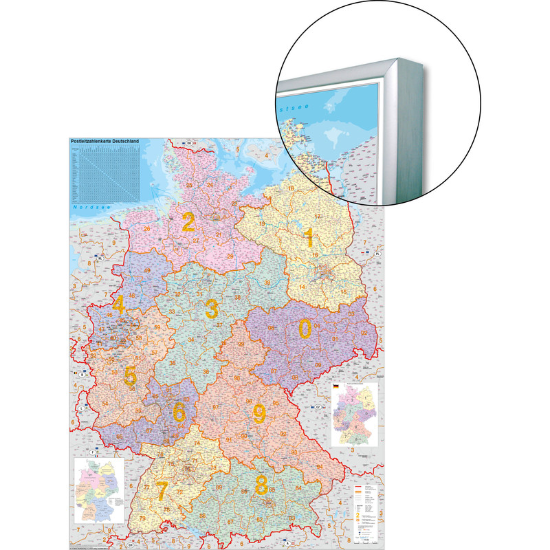 Stiefel Mapa Germany postal code map, for pinning to