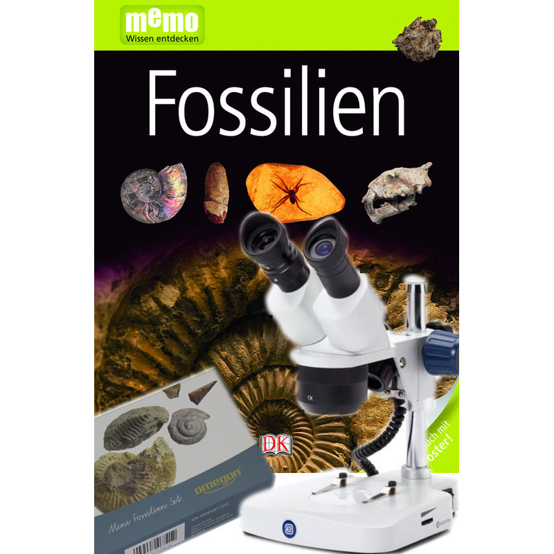 Euromex Microscópio stéreo EduBlue 1/3 ED-1302-P, conjunto de fósseis